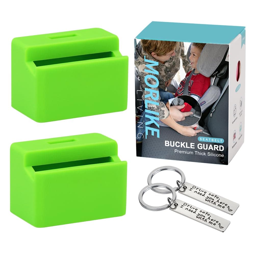 Morlike Silicone Seatbelt Secure Buckle Safety Cover Lock Keep Children Safe in Car Seat and Prevent Kids from Accidentally Unbuckling Buckle Guard Fits Almost VehiclesGreen 2 Pack