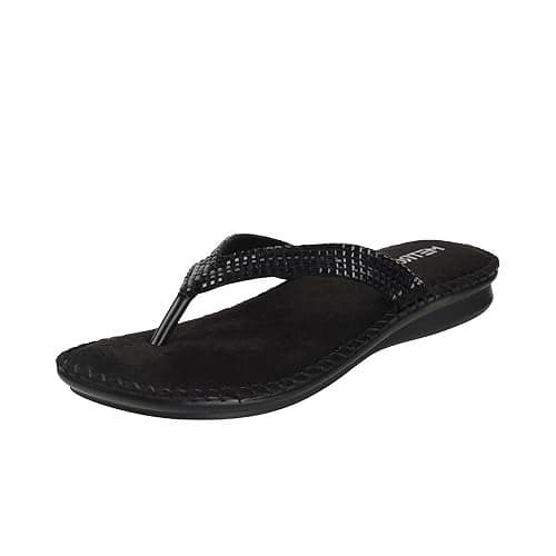 Metro Women Black Synthetic Leather Comfort Chappal UK/4 EU/37 (44-1679)