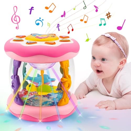 Baby Girls Toys 06 Months Ocean Projector Rotating Musical Light Up Tummy Time Toy Infant Aquarium 03 4 5 6 7 8 9 Months Crawling Toys Babies 612 Month Girl 1 Year Old Birthday Newborn Shower Gifts