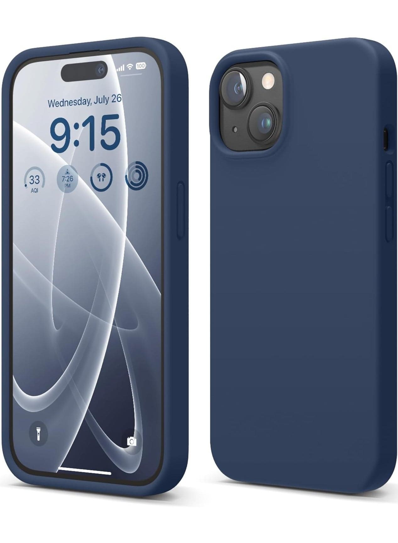 Iphone Silicone Case - Silky Soft Touch with Military Grade Drop Protection - Anti-Scratch Microfiber Lining - Shockproof Protective Phone Case Slim Thin Cover (Iphone 15, Navy Blue)