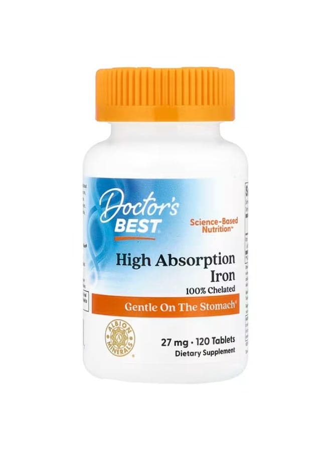 Doctor's Best, High Absorption Iron, 27 mg, 120 Tablets