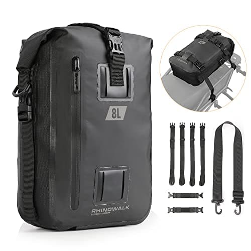 Rhinowalk Motorcycle Tail Bag, Travel Luggage Bags, Waterproof Rear Carrier, Motorcycle Rear Seat Bag Backpack, Rear Rack Trunk - Black 8L