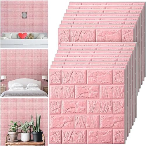 TEKCOOL Self-Adhesive Waterproof PE Foam 3D Wall Panels Wallpaper Sticker for Bathroom, Living Room, and Home Decoration (70 x 77cm, Appx. 5.8Sq Feet)-10 Piece