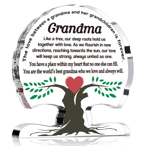 Gifts for Grandma Birthday Unique from Grandchildren Mothers Day for New Grandmas Nana Gigi Mimi from Granddaughter Grandson Grandma Acrylic Tree Desk Signs Plaque