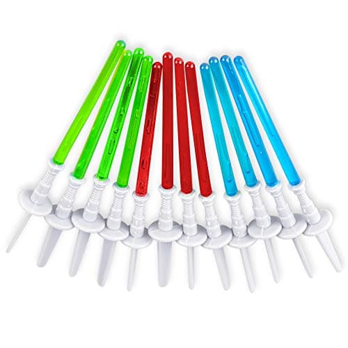 Super Z Outlet Light Sabre Cupcake Decoration Toppers Sticks Picks Set for Children Birthday Party Fan Shows Movies 4 inches Tall 12