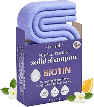 Kitsch Purple Shampoo Bar for Blonde Hair Toning Purple Shampoo Bars with Biotin for Strengthening Hair Neutralizing Brassy Tones Vegan Solid Shampoo Bar for Hair Shine Zero Waste 32 oz
