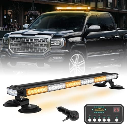 XRIDONSEN 284 80 LED Roof Top Strobe Light Bar Amber White Emergency Warning Hazard Safety Double Side Traffic Advisor Lights wController Magnetic Base for Plow Trucks Construction Vehicles Wrecker