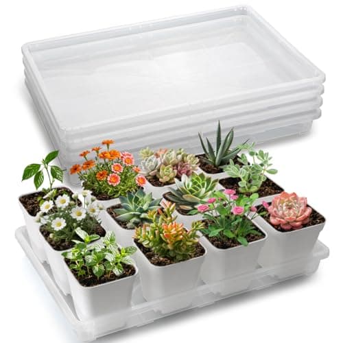 RooTrimmer Clear Seed Starter Trays 5 Pack(17"x11"x2"), Reusable Plastic Carrying Seedling & Nursery Trays, Durable Flat Pots Trays, Transparent Square Tray for Planting and Collecting Drainage Water