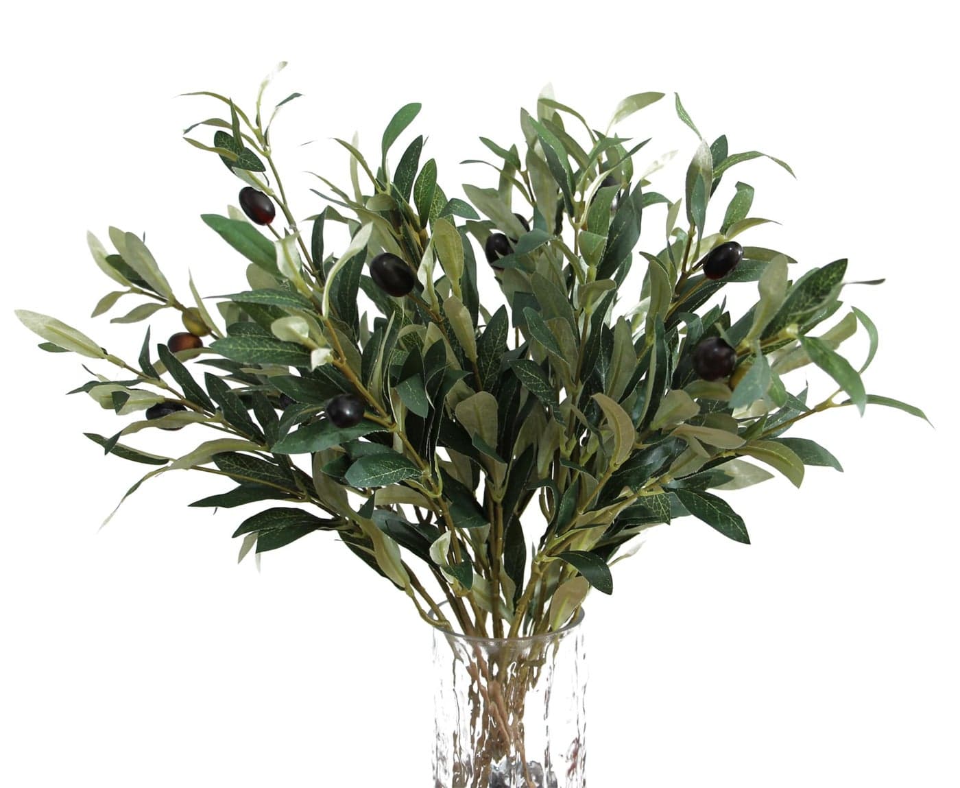YOOHOTOUCH 5PCS Artificial Olive Branches for Vases 18.9 Inch Faux Olive Tree Stems with Fruits,Fake Plants Greenery Leaves for Home Decor Weddings Party Floral Arrangement