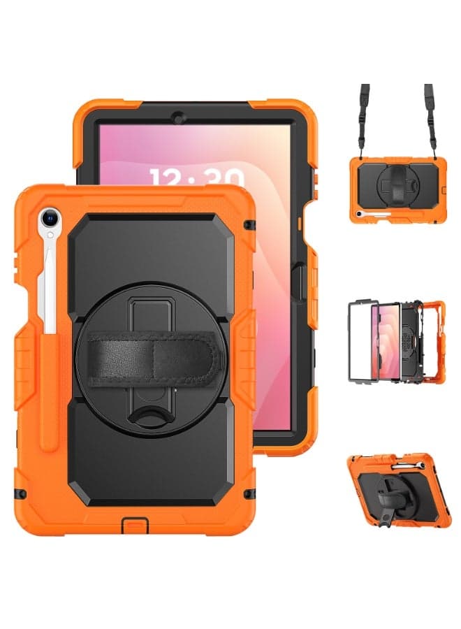 Compatible with Samsung Galaxy Tab S11 11 Inch (Model SM-X730 X736B) 2025 Case with Screen Protector Heavy Duty Shockproof Case Hybrid Full-Body Protective Cover Kickstand+Handle+Strap