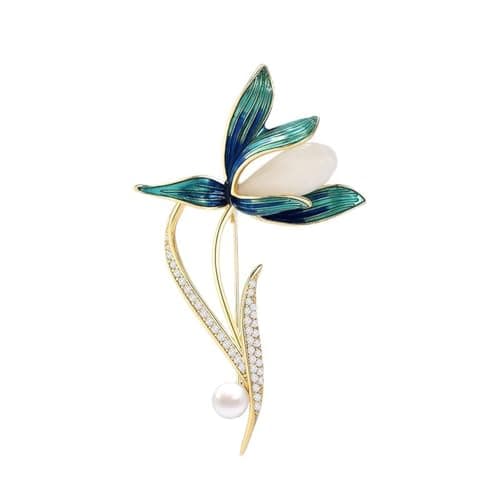 Flower Floral Pearl Brooch Rhinestone Crystal Brooch Leaf Bouquet Brooch Pin Fashion Dress Accessories Birthday Graduation Jewelry Gift For Women