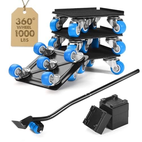 Heavy Duty Furniture Moving Tool Set Supports up to 1000 Pounds 5 Wheel Metal Furniture Mover Furniture Dolly Appliance Furniture Sliders with Wheels Furniture Lifter Tool Blue 43 x43