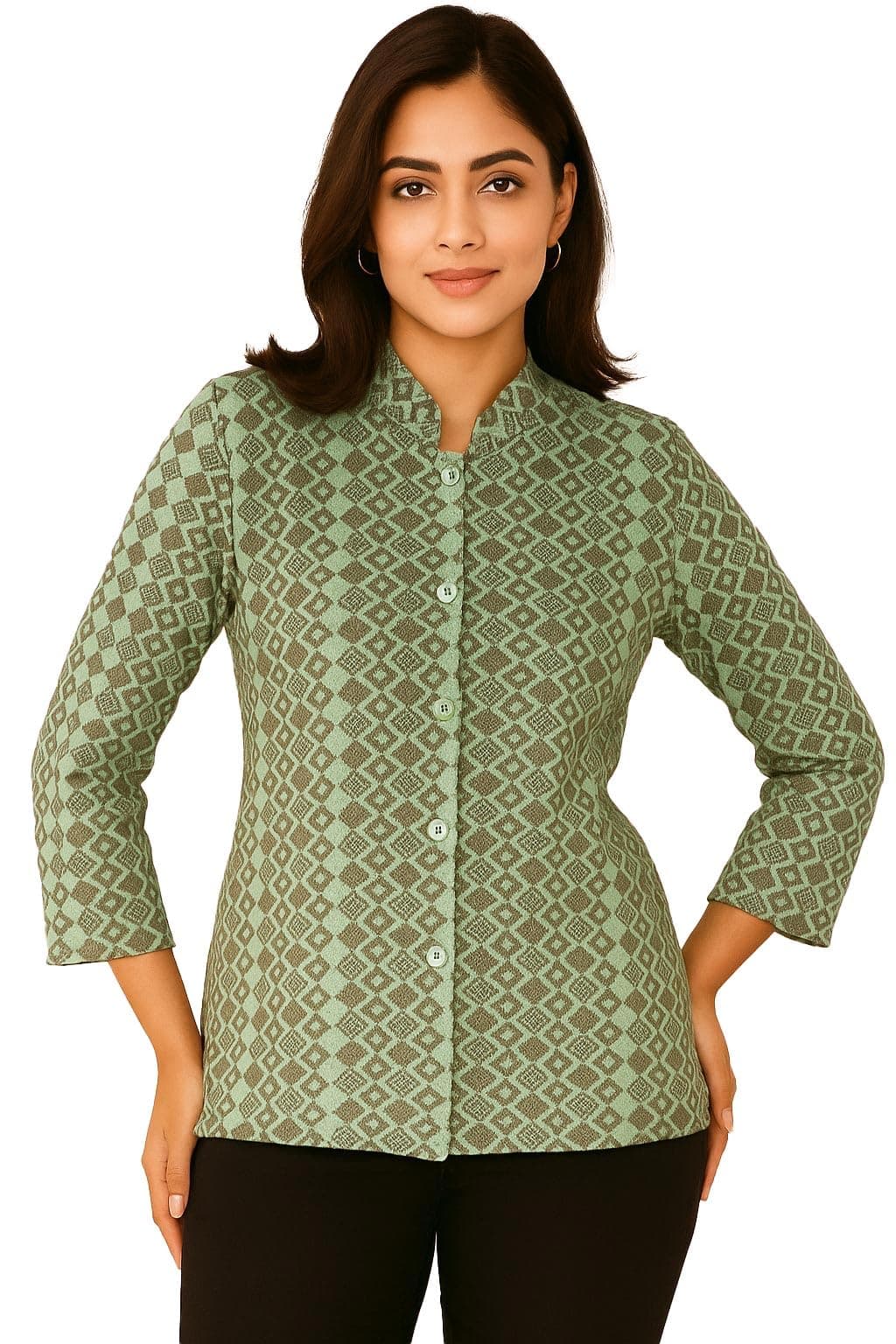 Pivl Womens Winter Season Ban Neck Full Sleeves Sweater/Cardigan-PISTA-2XL