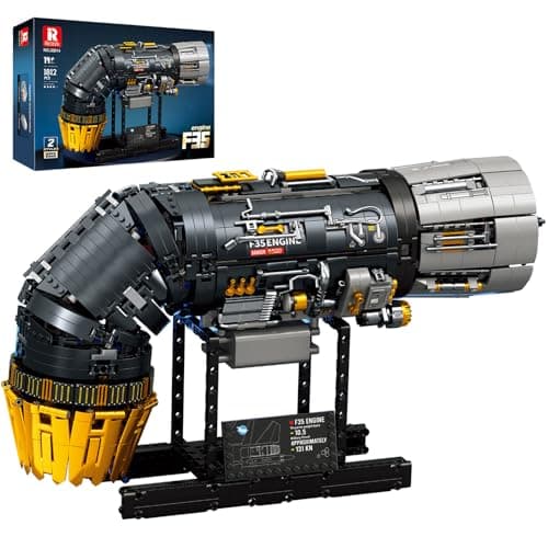 Reobrix F35 Engine Building Block Sets for Adults 33014 Mechanical Building Blocks with Motor F35 Fighter Jet Engine Model Kit Technic Engine Gift for Fighter Jet Fans Adult 1812PCS