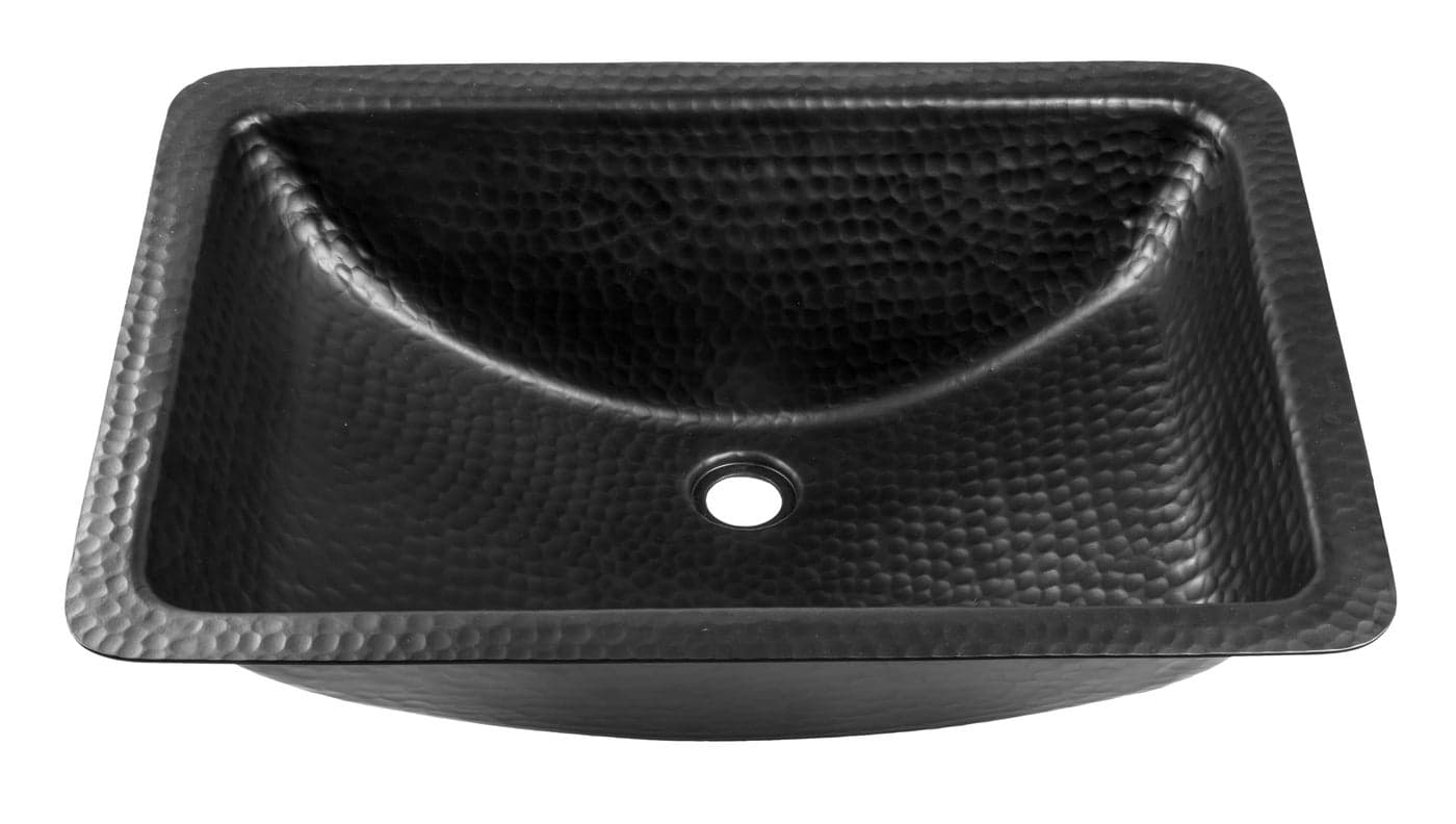 Monarch Abode 19195 Hand Hammered Black Venetian Dual Mount Bathroom Vanity Sink 21 inches