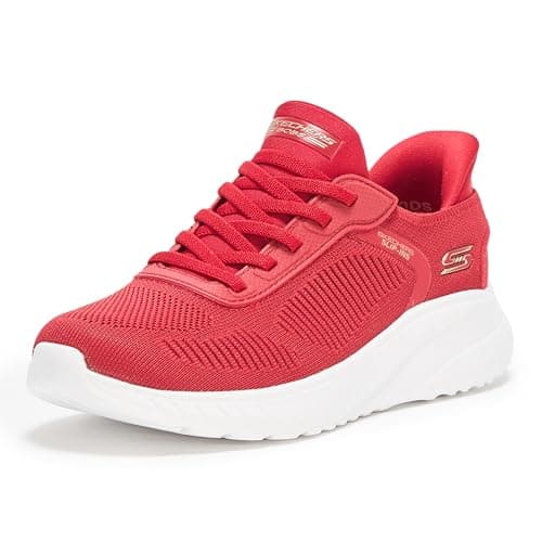 Skechers BOBS Women's,Hands Free Slip-INS BOBS Squad Chaos-Current Muse,RED,8 M US