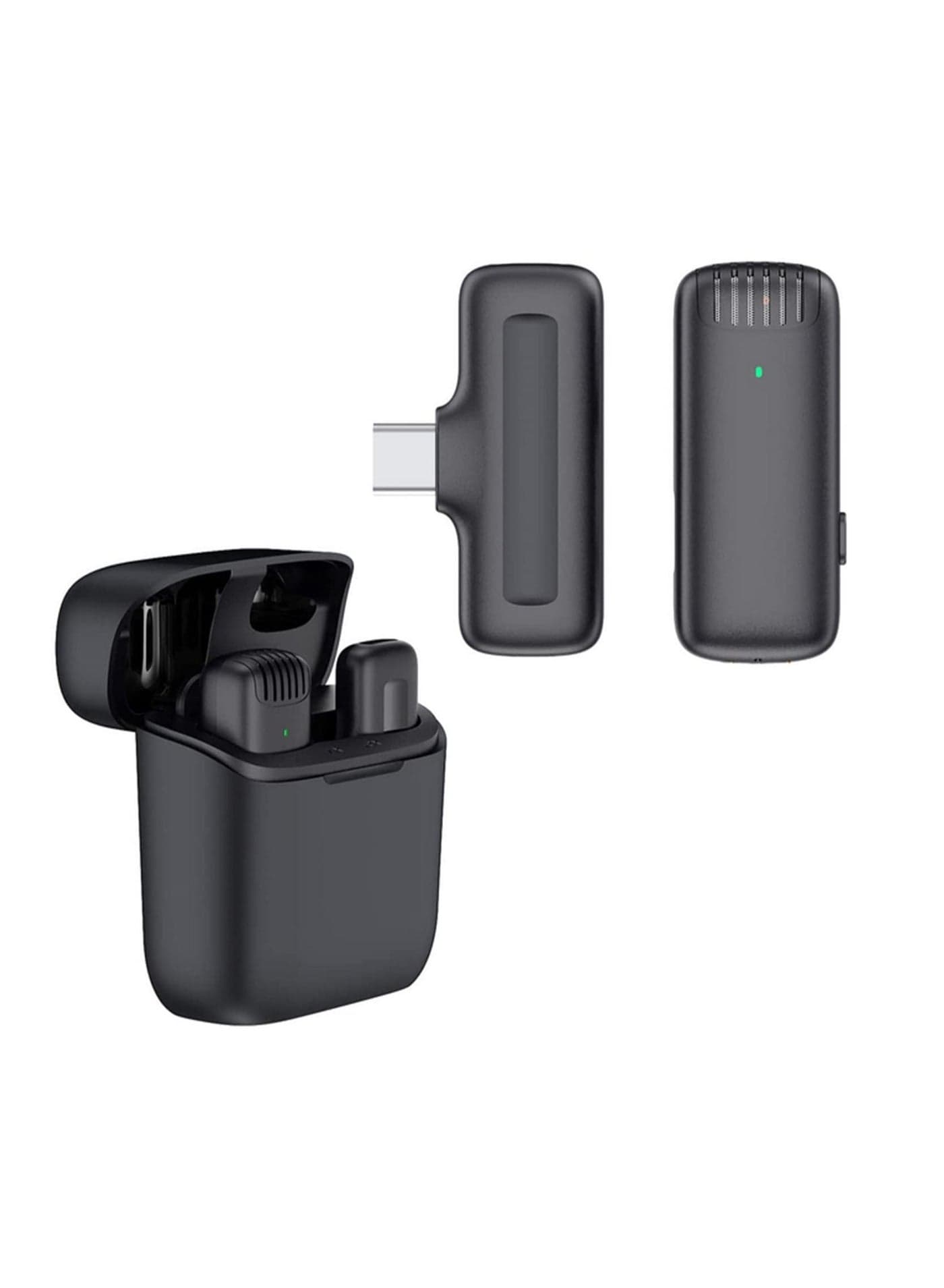 Type-C Wireless Lavalier Microphone with Charging Case Plug & Play 2.4G Lapel Mic for Live Stream Vlog Video Recording Clear Timbre/Auto Sync