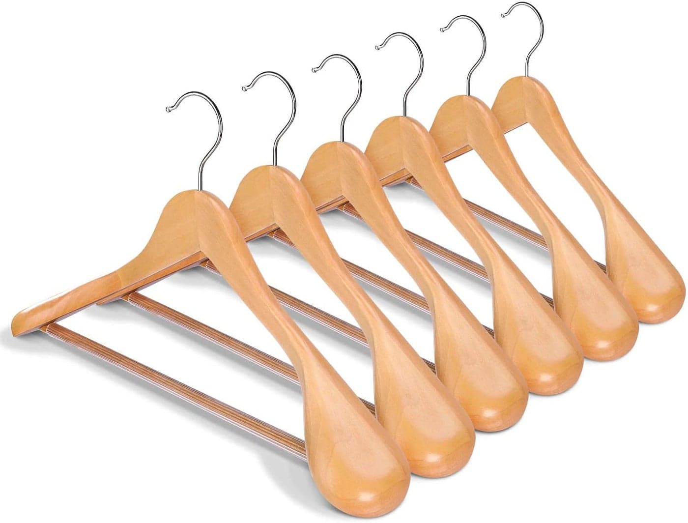 Evolluxi® Extra Wide Shoulder Wooden Suit Hangers, 360° Swivel Hooks Luxury Coat Hangers for Suits, Jackets, Coats, and Pants