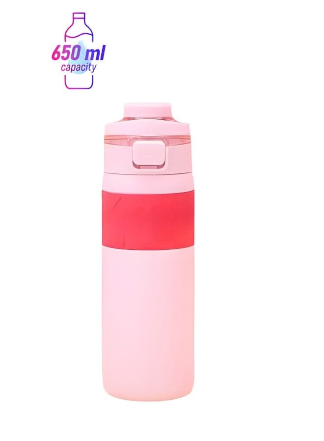 Twisoo Stainless Steel Water Bottle – Double Walled, Vacuum Insulated & Leak Proof (650ml, Pink)