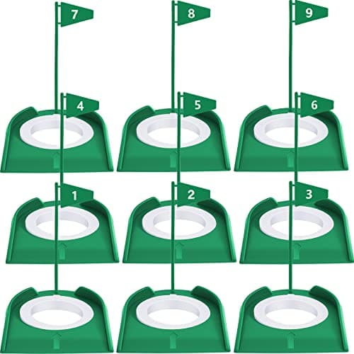 Sotiff Golf Putting Practice Cup Hole Training Aids Golf Accessories Training Putters with Plastic Flag for Adult Green Office Garage Yard Indoor Outdoor Practice(Green)
