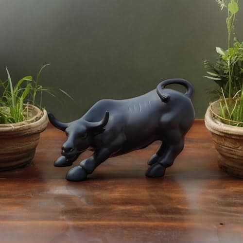 SkyKey Geometric Stock Market Bull Resin Figurine Perfect Decor for Home and Office (4", Black) - 1 Piece, Geometric