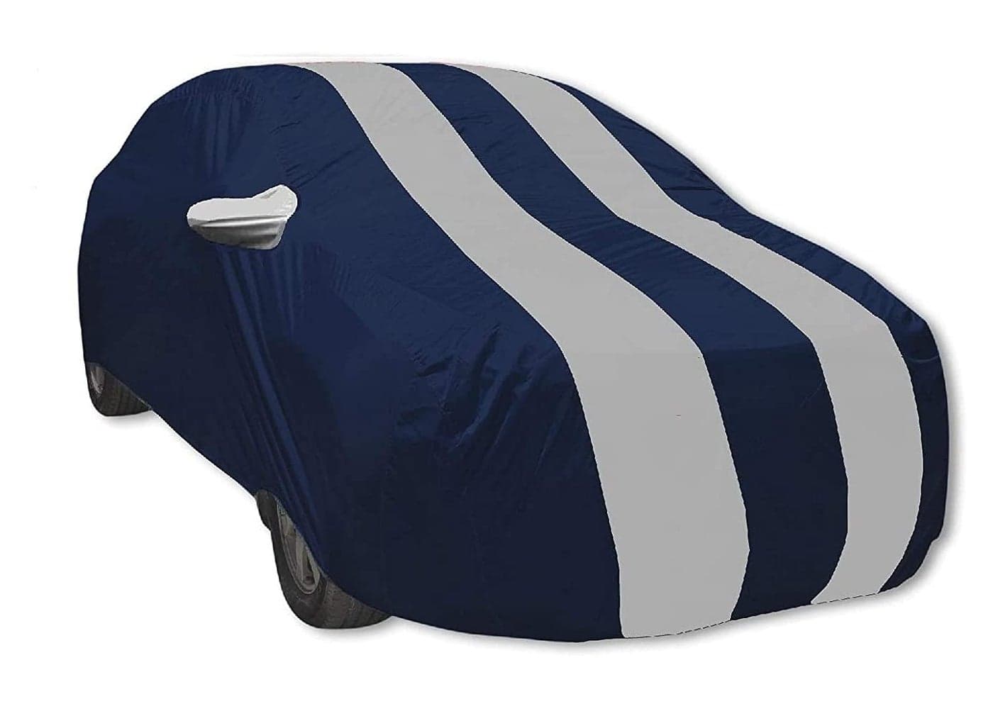 Auto Hub Car Cover Compatible with Datsun Go with Mirror Pocket, Water Resistant, Triple Stitched, Datsun Go Car Cover- Navy-Silver