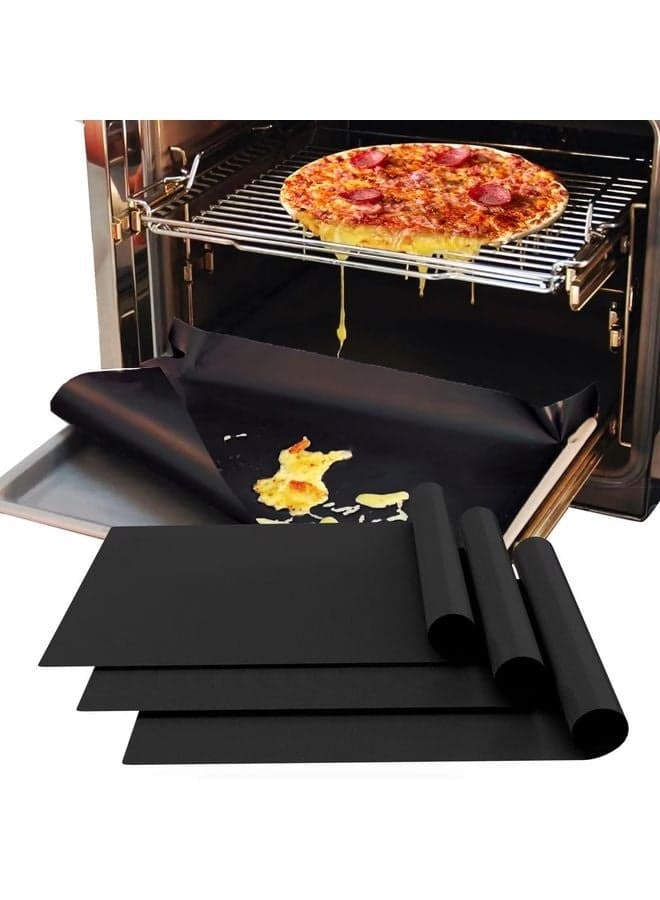 3 Pack Oven Liners for Bottom of Oven, Thick Heavy Duty Non Stick Teflon Oven Mats, BPA and PFOA Free Reusable Oven Liners for Bottom of Electric Oven