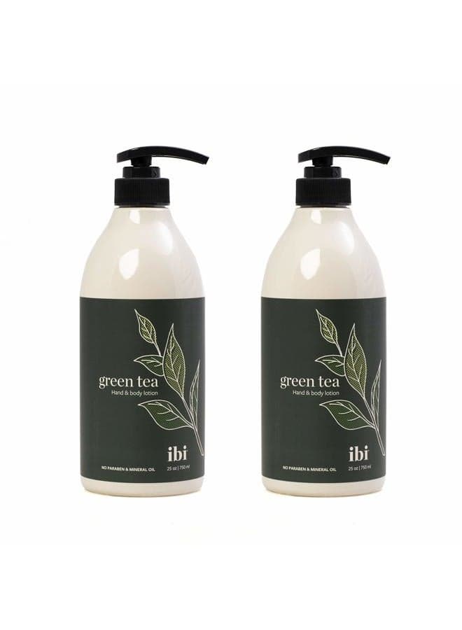 Mineral Oil Free Moisture Hand and Body Lotion For Dry Skin with Green Tea 25.4 fl oz / 750ml, 2 bottle