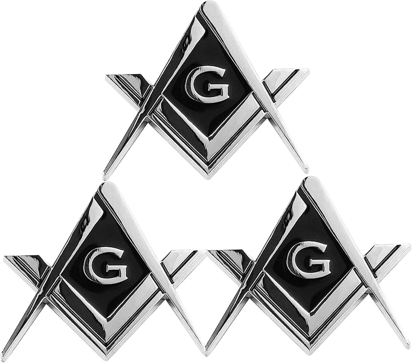 CREATRILL 3 Pack Chrome Plated Masonic Car Emblems