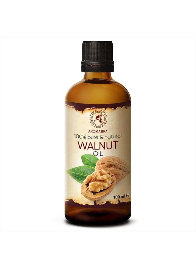 Walnut Oil 3.4 fl oz - Juglans Regia Seed Oil - USA - 100% Pure - Intensive for Face Care - Body - Hair - Skin - Nails - Hands - Good w/Essential Oil