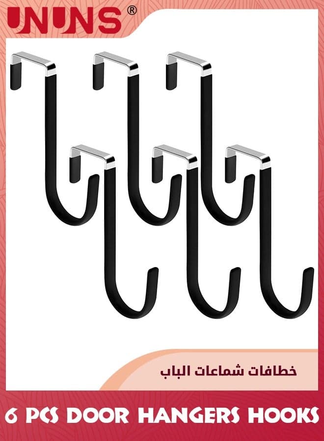 6 Pcs Over The Door Hooks,White Metal Sturdy Over Door Hanger Hook For Hanging Clothes,Heavy Duty Door Hanger For Bathroom/Kitchen/Hanging Towels Bags Hats Coats Keys,Space Saving Single Hooks