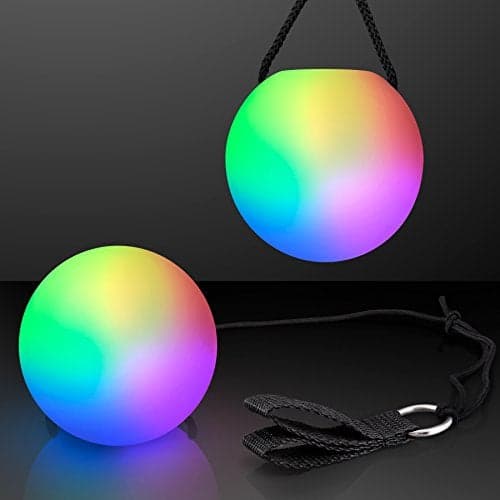 LED Poi Ball Swirling Light Rave Toy Set of 2 Color Changing Poi Balls
