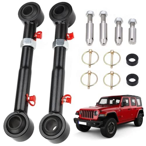 Piodelo Adjustable Front SwayBar Links Quicker Disconnect System with 2.5-6" Lift Compatible with Jeep Wrangler JK JL 2007-2018, Replace 2034 Adjustable Quicker Disconnect Sway Bar Links - Black