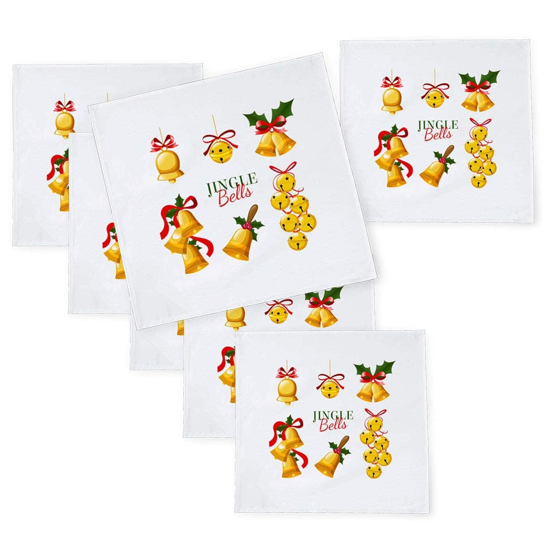 Khakee 6 Pcs Christmas Theme Tafta Silk Table Napkins 10x 10 for Xmas Decoration Christmas OrnamentsChristmas Gift npxmas257P