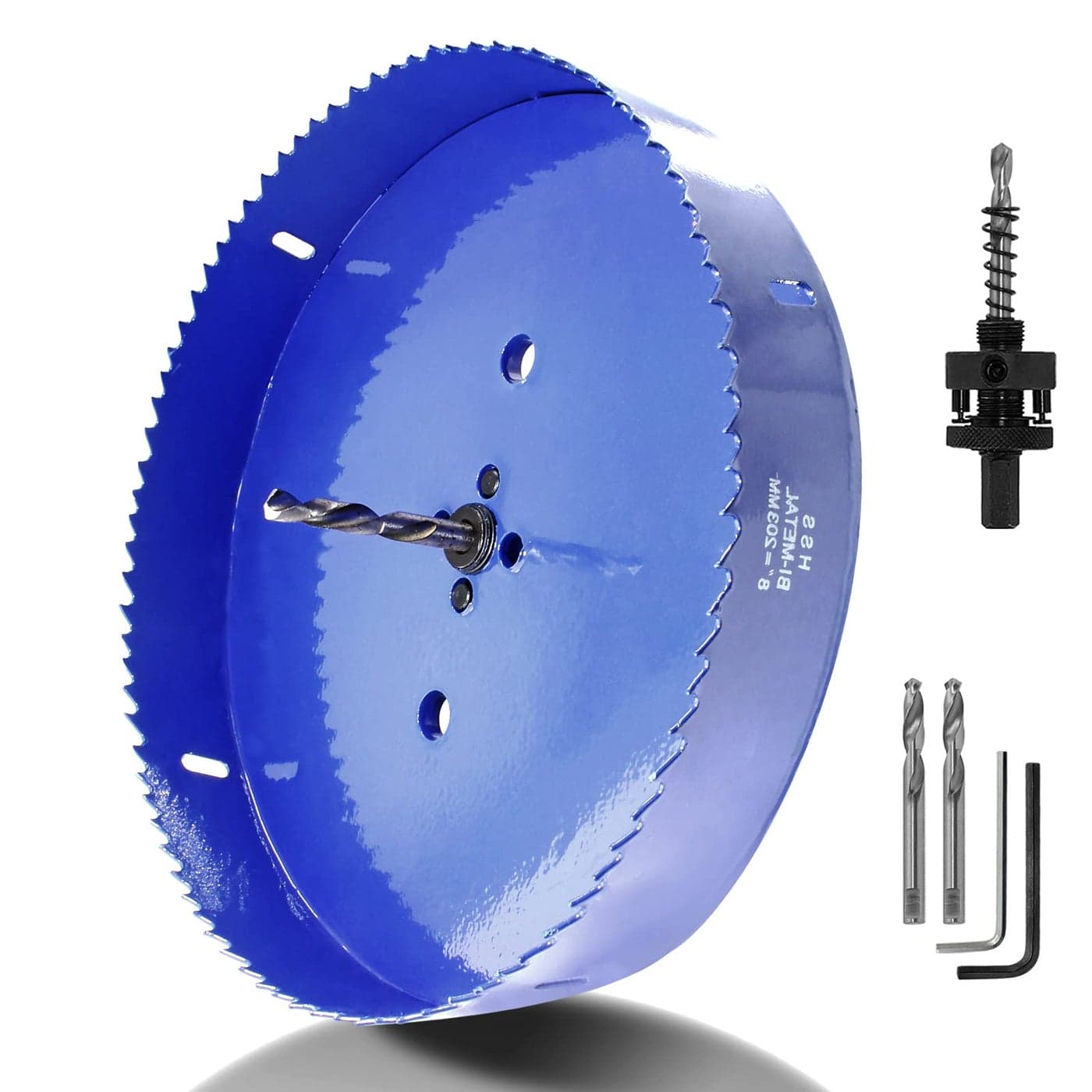 Luomorgo 203mm8 inch Hole Saw with Arbor 1 14 inch Cutting Depth HSS BiMetal Hole Cutter for Wood Cornhole Boards Plastic Drywall Metal Sheet