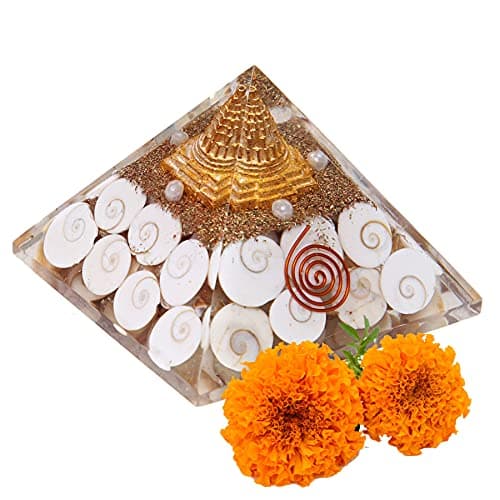 anciently Orgonite Pyramid with Mahameru Shree Yantra - Energy Generator Pyramid Vastu Pyramid Reiki Healing Pyramids & Feng Shui Pyramid (3 Inch Width X 2 Inch Height) 1 Piece