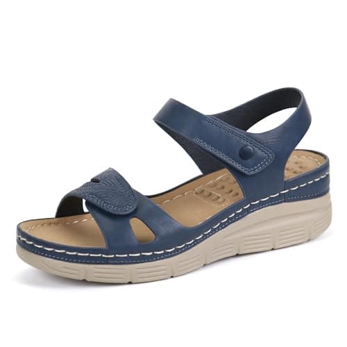 Ortho+rest Women Arch Support Walking Sandals Comfortable Orthotic Sandals (8,Navy)