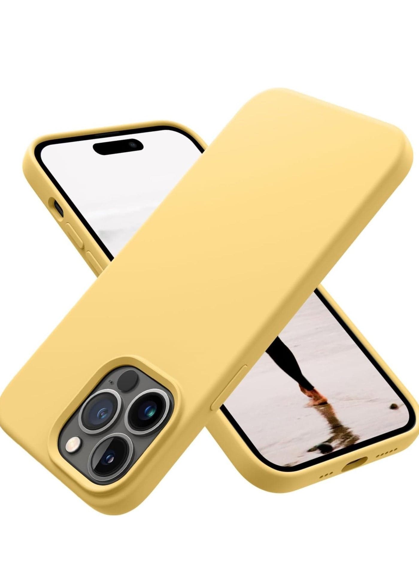 "iPhone 16 Pro Max Soft Liquid Silicone Case - Shockproof Full Body Protection with Matte Finish & Microfiber Lining (Mustard)"