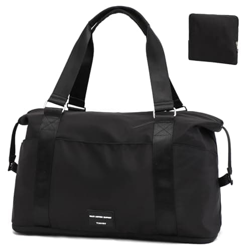 TINYAT Expandable Travel Duffle Bag Foldable Personal Item Travel Bag 32L Gym Bag for Women Weekender Carry On Overnight Tote