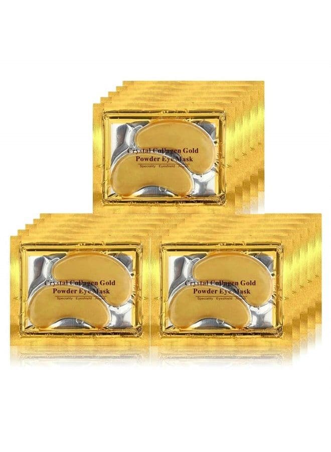 24K Gold Crystal Collagen Under Eye Mask, Anti Aging Hyaluronic Acid Under Eye Patches for Moisturizing & Reducing Dark Circles (15 Pairs)