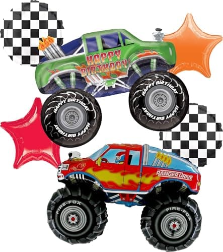 Anagram Monster Trucks Birthday Party Supplies 6pc Balloon Bouquet Decorations BQ_4214