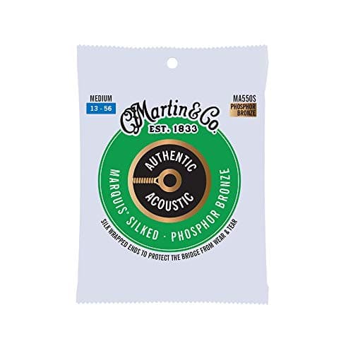 Martin Authentic Acoustic® Marquis® Silked Guitar Strings – Phosphor Bronze, Medium Gauge | Warm, Balanced Tone with Bridge Protection | Silk-Wrapped Ball Ends
