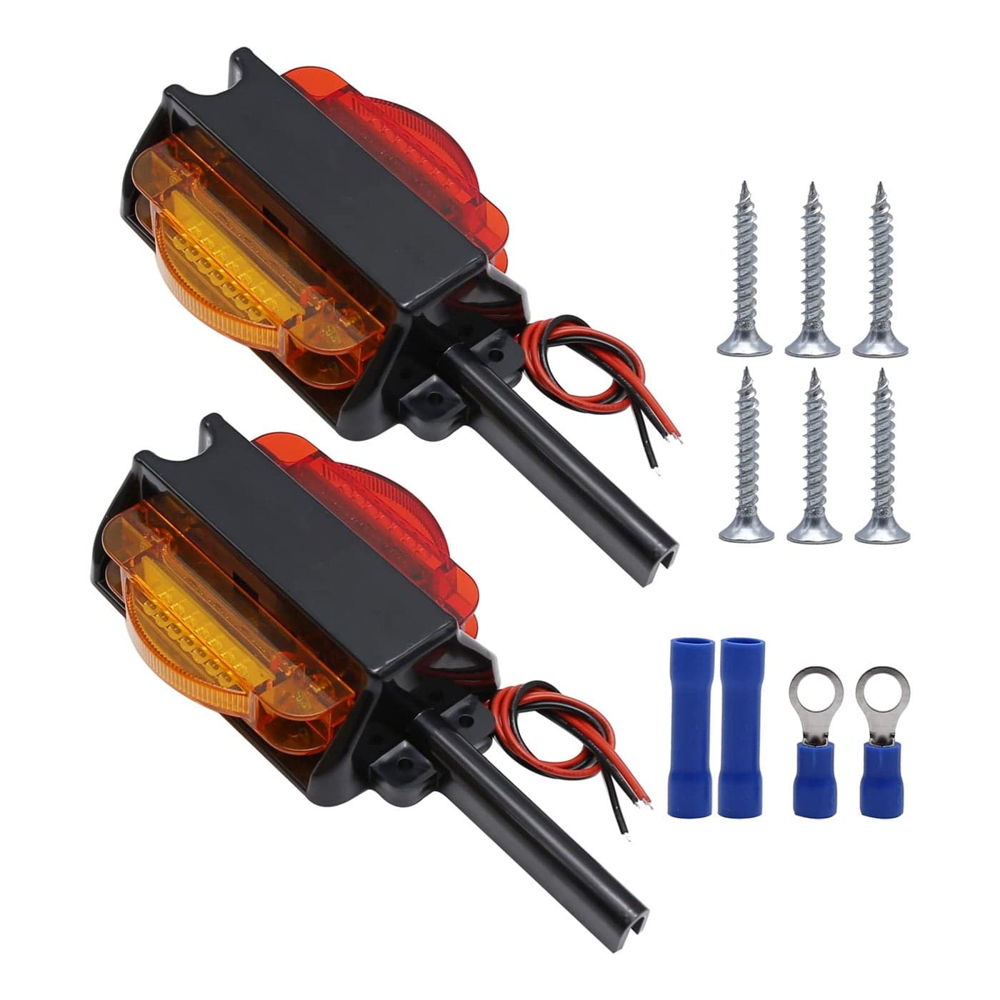 Anxingo 2PCS 4 LED Clearance Trailer Fender Lights Trailer Light Assembly Amber Front Red Back 4 Diodes Right Left