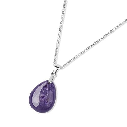 GAVU Womens Charoite Necklace, Teardrop Crystal Necklace for Women
