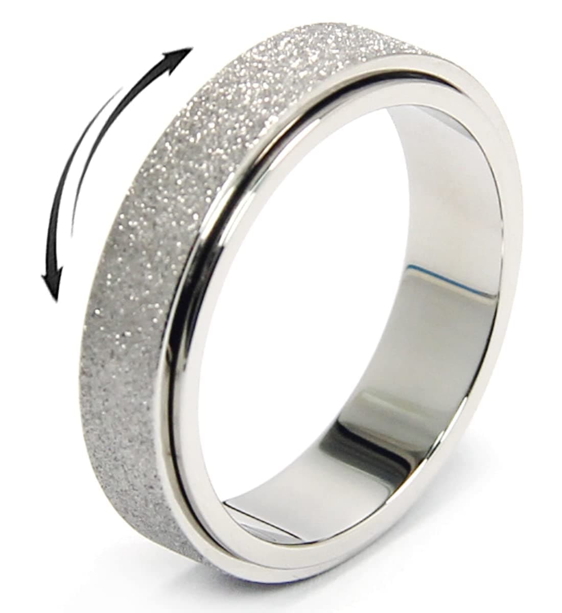 OreilleStar Anxiety Ring for Women Men Stainless Steel Fidget Spinner Thumb Ring Fidget Toys Adults Size 8 Width 6MM Silver Hand Polished