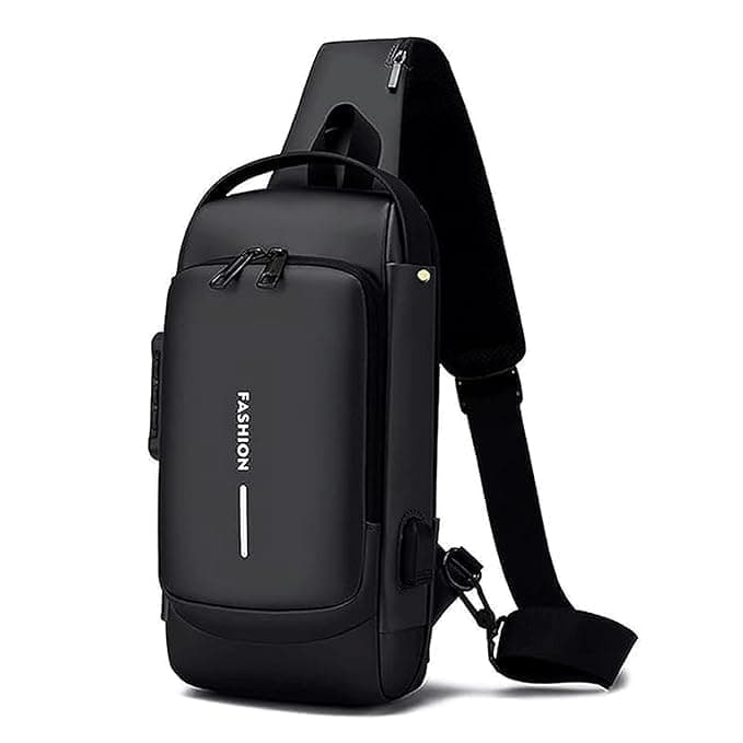 PARTEET Sling Bag for Men Stylish Crossbody Backpack for Men & Women|Anti-Theft Chest Bag with USB Charging Port|Messenger Bags|Adjustable Strap for Leisure Travel Outdoor Activities