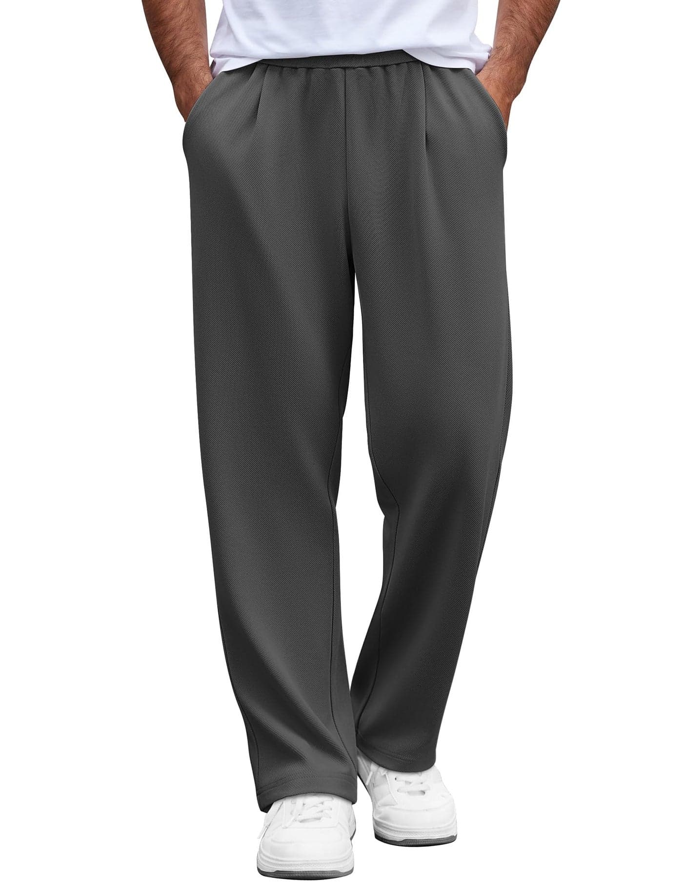 COOFANDY Mens Casual Sweatpants Open Bottom Lounge Pants Lightweight Baggy Workout Yoga Track Pants Dark Grey