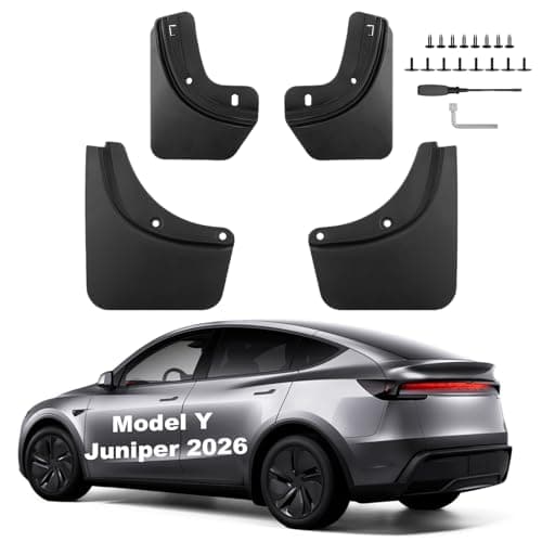 Mud Flaps for Tesla Model Y Juniper Accessories 2026 2025 OEM Version All-Weather Front and Rear Splash Guards 4 PCS, No Drilling Required