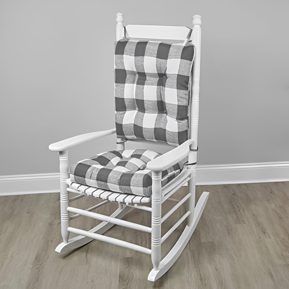 Klear Vu Solarium Rocking Chair Cushion Assembled in The USA for Indoor Outdoor Use Patio Living Room or Nursery 19x19 Seat and 21x18 Seatback 2Piece Set Grey 2 Count