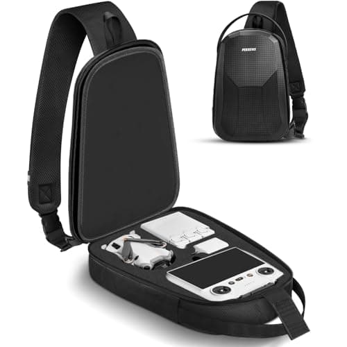 PEKREWS Mini 4 Pro Case Mini 34 Pro Waterproof Hard Carrying Case Portable Travel Drone Sling Backpack Crossbody Bag for DJI RC 2RCN3N2N1 Controller DJI Fly More Combo and Drone Accessories